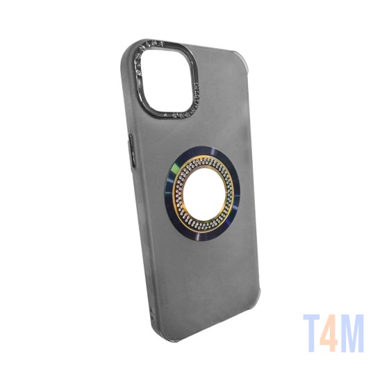 Capa de Silicone com Diamond Designe para Apple iPhone 15 Plus Preto